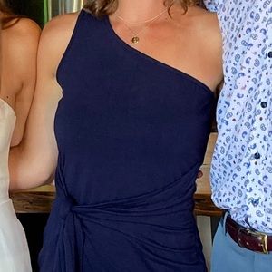 Navy Blue One Shoulder Dress